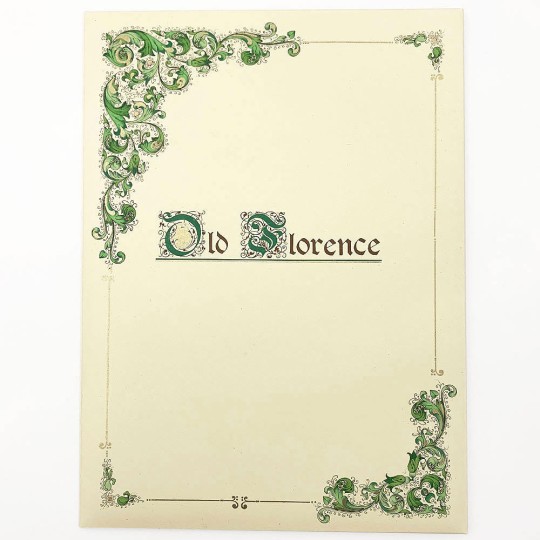Italian Stationery Letter Writing Set in Portfolio ~ 10 sheets + 10 envelopes ~ Green Florentine